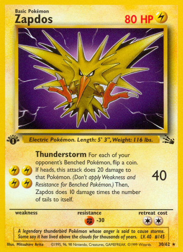 Fossil set Non Holo Zapdos #30/62 first edition